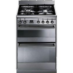 Smeg SUK62MX8 60cm Dual Fuel Double Oven Cooker in Stainless Steel
